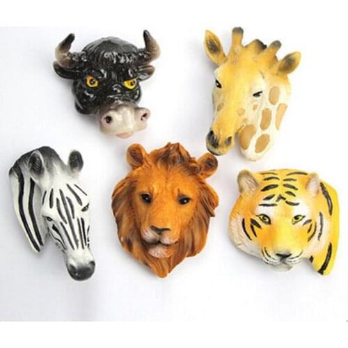 5 Pcs simulation 3D large beast fridge Refrigerator magnets home decortion message board teaching white board magnetic sticker