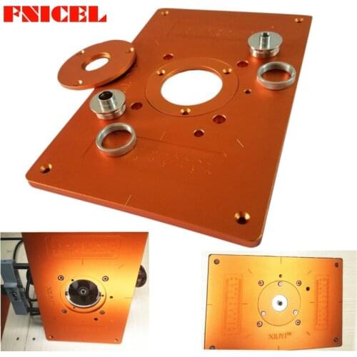Aluminum Router Table Insert Plate with Bushing and Cover Electric Woodworking Milling Trimming Machine Flip Plate Guide Table
