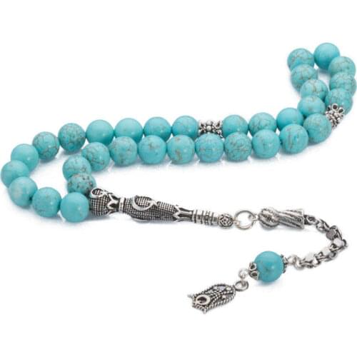 Turquoise Chalchuite Rosary (Tasbih) with Tulip Tassel