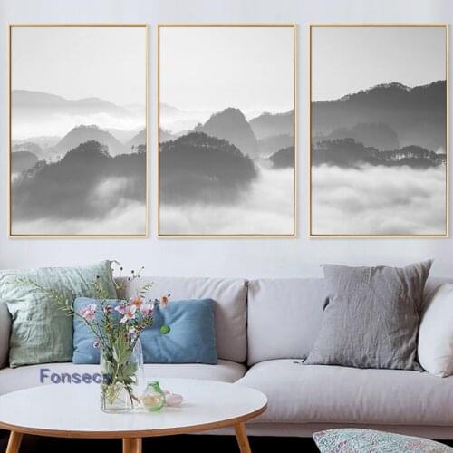 Nordic Home Decoration Black and White Forest Landscape Wall Art Picture Decorative Canvas Poster for Living Room Bedroom Decor