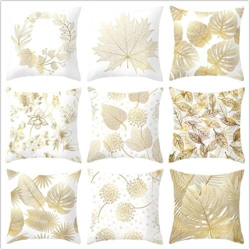 Ins Nordic Style Leaf Flower Yellow Pillowcase Polyester Cushion Cover Throw Pillow Decorative Cushions Home Decor Pillow Covers