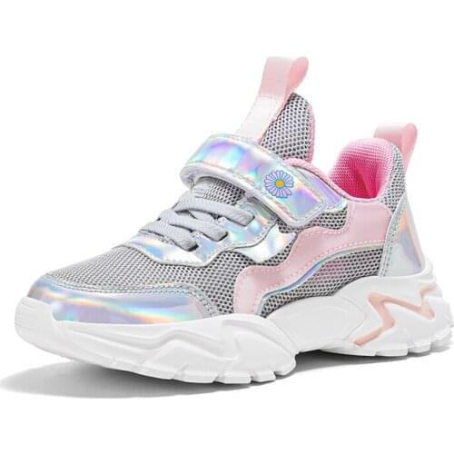 Girls Sneakers Children Shoes For Kids Sneakerrs Girls Shoes Breathable Mesh School Footwear Fashion Patchwork Lighted Rubber