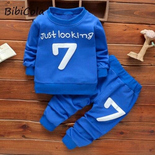 Kids Boy Tracksuit Letter Style Clothes Cotton Tops+pants 2pcs 1-2-3-4-5Y Boys Outfits Boy Spring Autumn Jogging Set