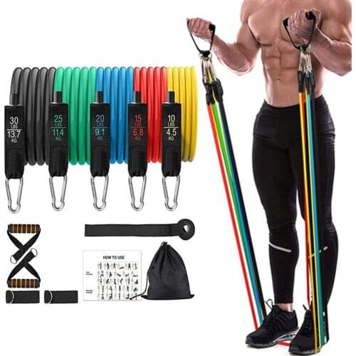 11 Pcs/Set Latex Resistance Bands Crossfit Training Exercise Yoga Tubes Pull Rope,Rubber Expander Elastic Bands Fitness with Bag