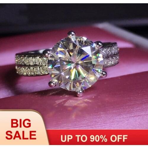 Solitaire ring Round cut 3ct AAAAA Cz Stone Silver color Promise Engagement wedding band ring for women Bridal Jewelry