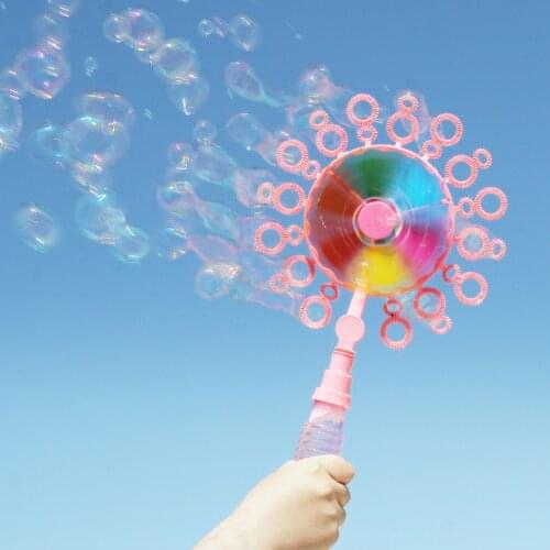 Creative Windmill Bubble Maker Machine Kids Child Toy 30-Ring Party for Fun Outdoors Activity Game Supplies