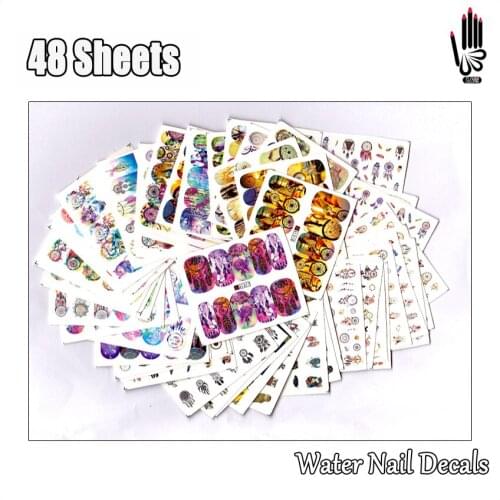 Nail 48Sheets/Lot Mixed Different Colorful Dream Catcher Water Nail Art Sticker Decal For Nail Art Decoration 48 Designs 48A1317