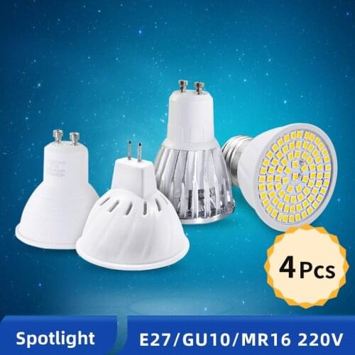 OK-B 4pcs/lot GU10 LED E27 Lamp E14 Spotlight Bulb 80leds Lampara 220V GU10 Bombillas LED MR16 GU5.3 Lampada Spot light 3W 5W