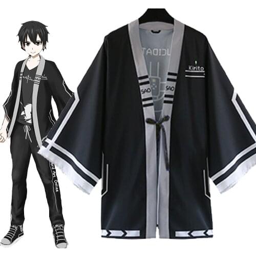 Anime Sword Art Online Kirigaya Kazuto Cosplay Cloak Summer Chiffon Kimono Leisure Wear Unisex SAO Homewear Sleepwear