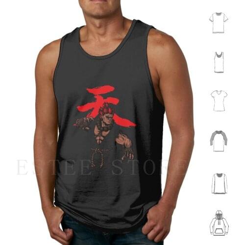 Akuma Tank Tops Vest V Akuma Gouki Gouken Blanka Ryu Ken Sagat Anime Manga Videogame Videogames Video Game Video Games