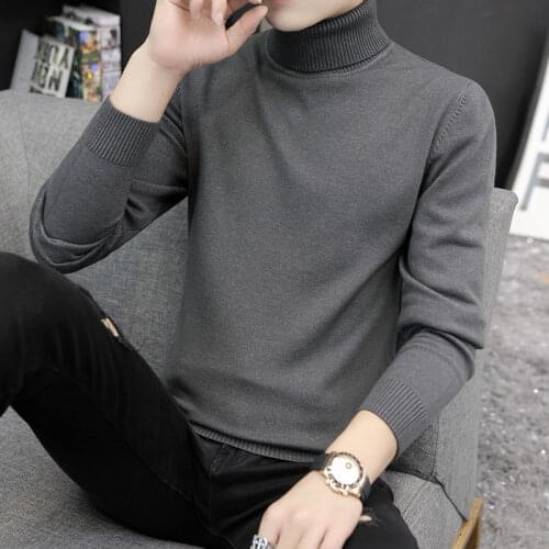 Mens sweaters autumn and winter high-necked plus-thick jacket mens knitwear Korean version of the bottom shirt