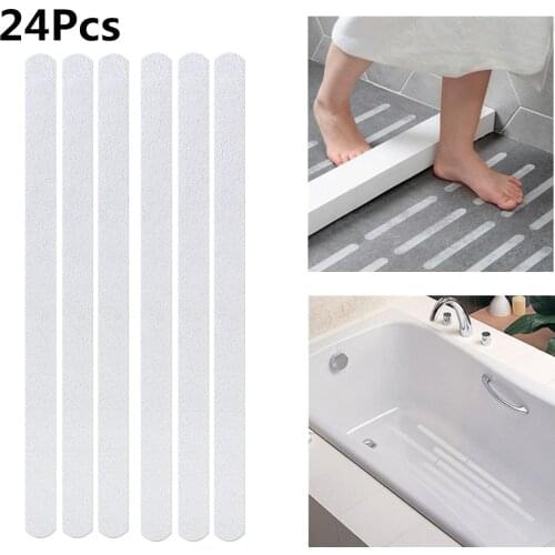 6/12/18/24Pcs PVC Anti-Slip Strips Shower Stickers Bathroom Ceramic Tile Floor Safety Strips Stickers Transparent Bathtub Tape