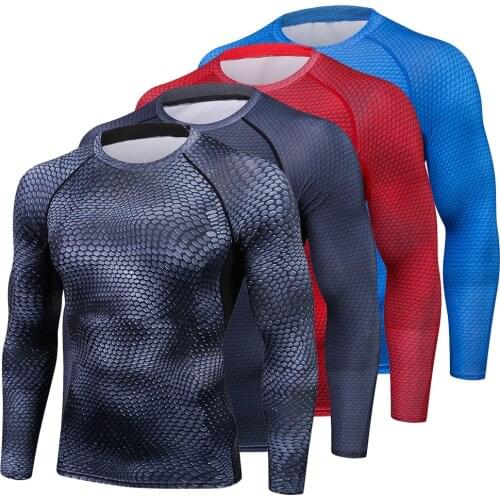New Long Sleeve 3d print compress Shirt Men Quick Dry Mens Fitness T-shirts Snake Gyms Clothing tight Top Mens Rashgard Jersey