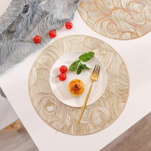 Creative Fingerprint Hollow Placemat Nordic Style Round Shape PVC Non-Slip Dining Bar Table Mat Kitchen Tableware Supply