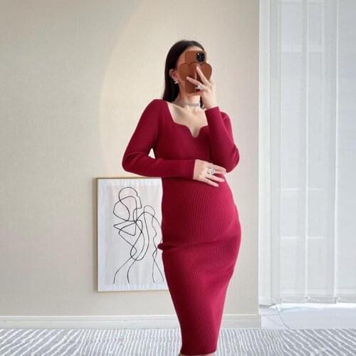 Pregnant Women Autumn Dress Temperament Autumn and Winter Base Knit Skirt Long Fashion Ladies Sweater Skirt Maternity