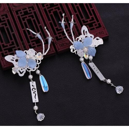 Retro Hanfu Bow Hair Clips Chinese Antique Hair Accessories Tassel Butterfly Girl Fairy Hairpin Ancient Jewelry Ornaments