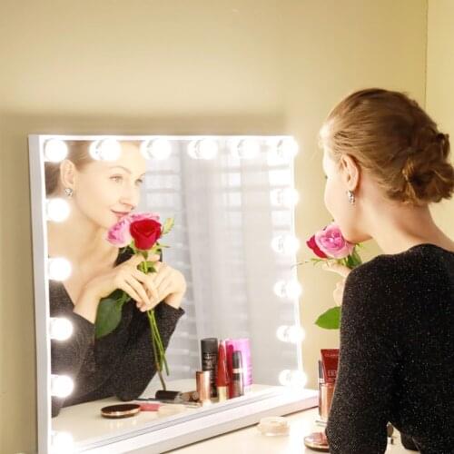 Lighted Makeup Mirror Hollywood Mirror Vanity Mirror with Light Smart Touch 3Colors Dimable Light Detachable 10X Magnification