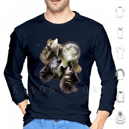 Direwolf Brothers Howling At Full Moon Hoodies Long Sleeve Wolf Wolves Moon Howling Dog Wild Animals Night