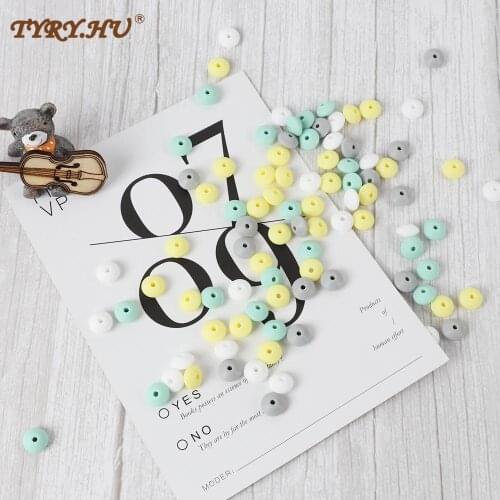 TYRY.HU 30pc Lentil Silicone Beads Round Silicone Food Grade Teething Beads DIY Nursing Chain Bracelet Silicone Baby Teether