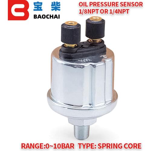 Universal VDO Oil Pressure Sensor 0 to 10 Bars 1/8NPT Diesel generator part 10mm stainless crew plug Alarm pressure sensor