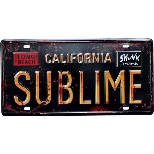 Vintage Car License Metal Plate USA CALIFORNIA SUBLIME Wall Art Craft Vintage Iron Painting For Bar Cafe Garage Decor A928