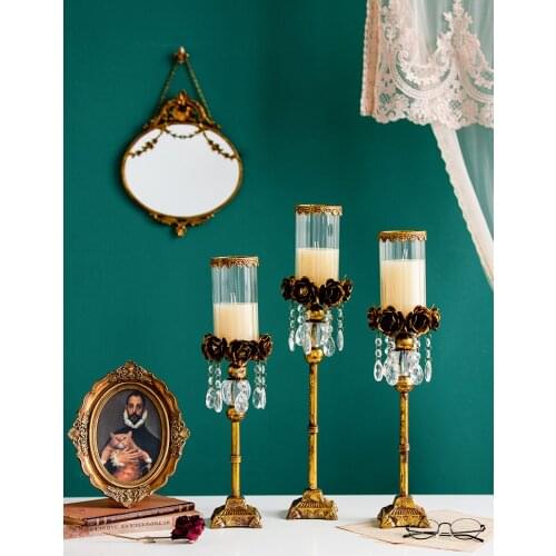 Vintage Metal Wedding Candle Holders Glass Luxury Garden Pillar Candle Holder Nordic Style Porta Velas Dinner Table BW50ZT