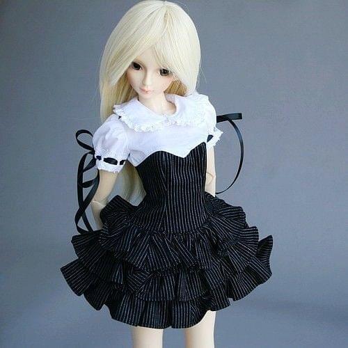 [wamami] 244# Black Stripe White Collar Dress/Suit 1/4 MSD 1/3 SD DZ AOD BJD Doll Dollfie