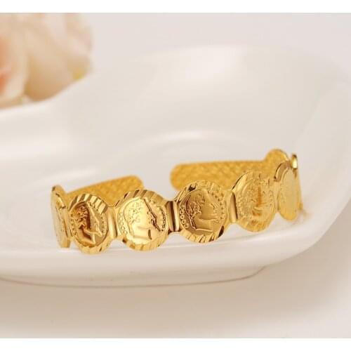 IndiaDubai Gold Stamp baby coin Bangle bracelet women girl Bracelet african Children Bairn Jewelry men mideast boy Arab Gift