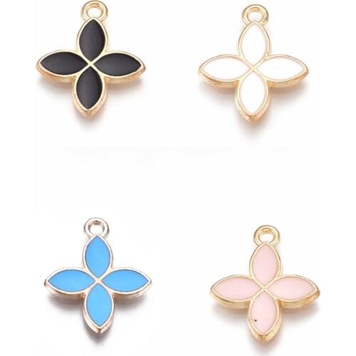 10pcs Alloy Pendants with Enamel Flower Charms Mixed Color for DIY Bracelets Necklace Jewelry Making Supplies
