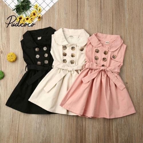 2020 Spring Cotton Baby Toddlers Kids Girl Solid Dress Sleeveless Casual Dresses Party Clothes New Years Gift 12 3 4 5 6 Years