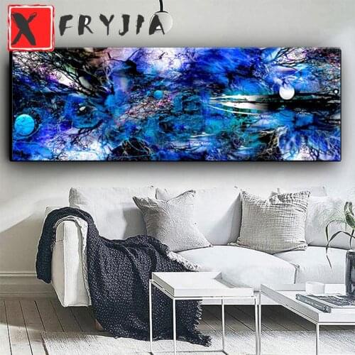Abstract blue landscape art, full round square diamond embroidery large mosaic stitch cross canvas painting sale home decoration