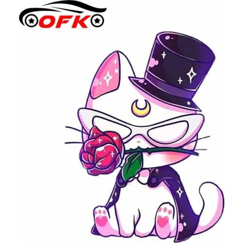 Car Stickers Decor Motorcycle Decals Sailor Moon Cat Decorative Accessories Creative Sunscreen Waterproof PVC,13cm*10cm