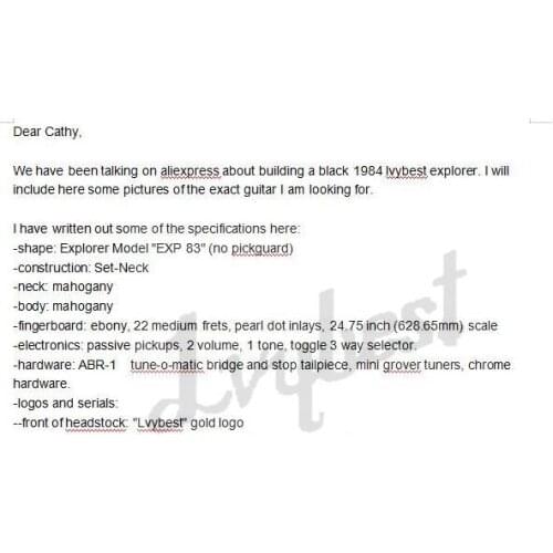 Electric guitar customized body and headstock shape,lvybest logo.ABR- bridge ,real pearl dots inlay,ebony fingerbboard,free ship