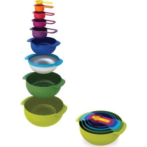 Baking Tools Washing Bowl Vegetable Organizer Powder Storage bowl Rainbow basin set of 9