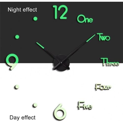 80%HOTLuminous DIY Acrylic Mirror Surface Wall Sticker Quartz Clock Living Room Decor
