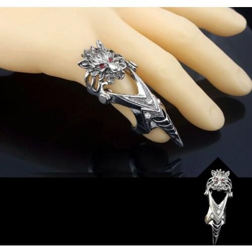 Old Silver Fox Finger Ring Punk Mens Ring Self-Defense Ring Tools Outdoor EDC Safety Tools