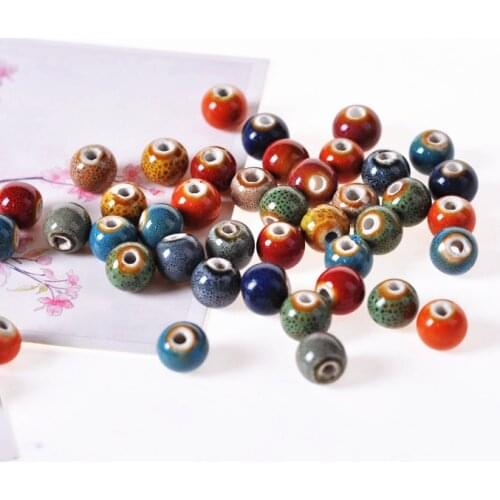 50pcs 6mm 8mm 10mm Round Ceramic Bead Porcelain Handmade DIY Round Beads For Jewelry making