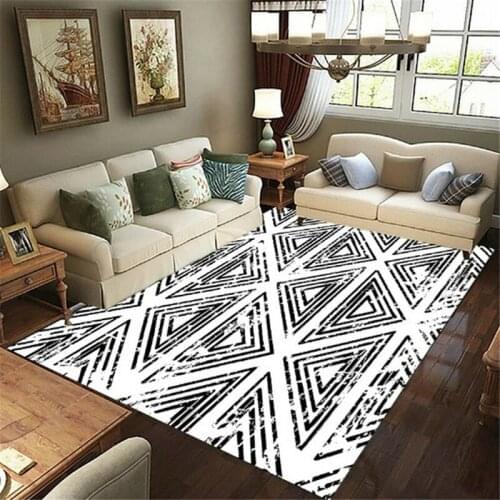 Fashionable retro geometric carpet mat living room door mat flannel printing bedroom non slip carpet