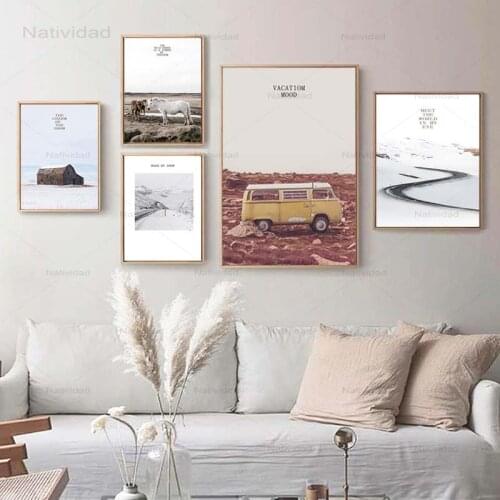 Mountain Forest Building Wall Art Poster and Print Winter Landscape Canvas Painting Modern Decoration Pictures Living Room Decor