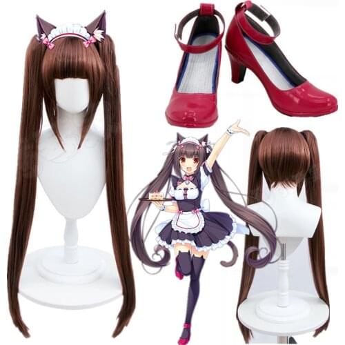 NEKOPARA Nekomimi Paradise Chocola Anime Games Customize Cosplay High Heels Shoes Halloween Carnival Uniform Shoes Wigs
