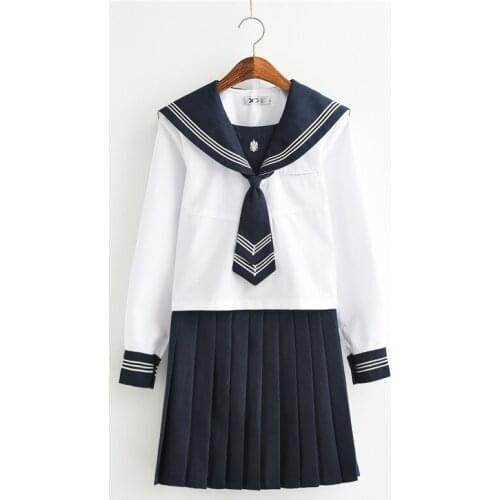 New Arrival Japanese Long Sleeve Sailor Suits School Girl Uniform College Middle High School Students Uniforms Jk Cosplay Female