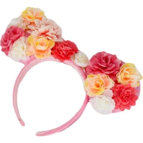New style rose flower ears headband big sequins bowknot ears clothing headwear cosplay plush adult/child headwear gifts