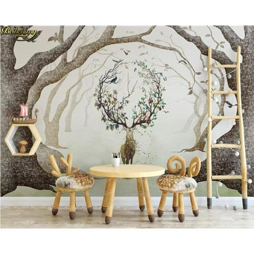 Beibehang Custom wallpaper mural Nordic minimalist dream forest elk porch background wall papers home decor