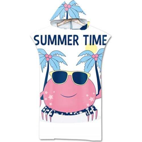 Parent-child 3D Digital Printing Hooded Towels Wearable Bath Towel For Adults Kids Travel Sport Microfiber Beach Towel Shawls