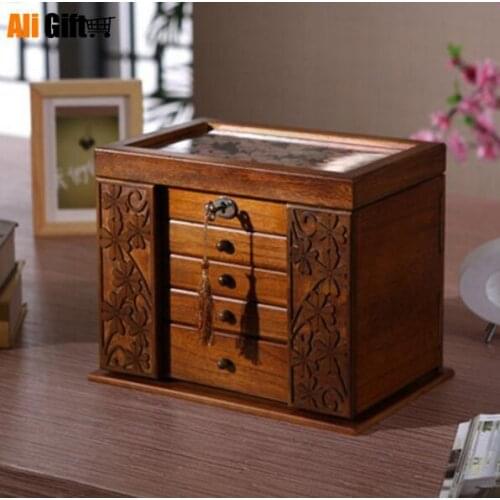 Luxury Fashion Wooden Princess Huge Super Jewelry Accessories Storage Organizer Box Case Casket Wedding Mother Birthday Gift