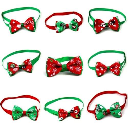 Christmas Holiday Pet Cat Dog Collar Bow Tie Adjustable Neck Strap Cat Dog Grooming Accessories Pet Product Supplies Christmas