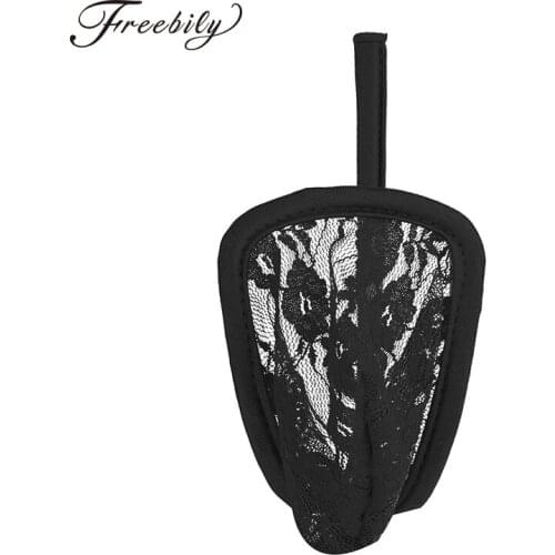 Sexy Male underwear Floral Lace Sissy Gay Panties Mens thong Jockstraps Gay Men Bulge Pouch C-string Bikini Briefs Underpants