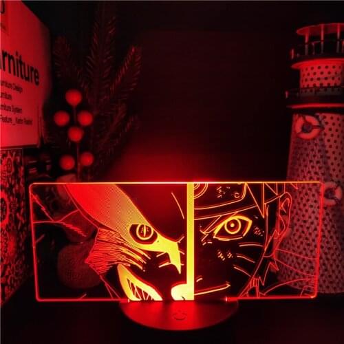 Naruto 3D Night Light Kurama Naruto LED Lampara Home Decoration Lighting Shippuden Lampe Luminaria Neon Lights Luz Led Decor
