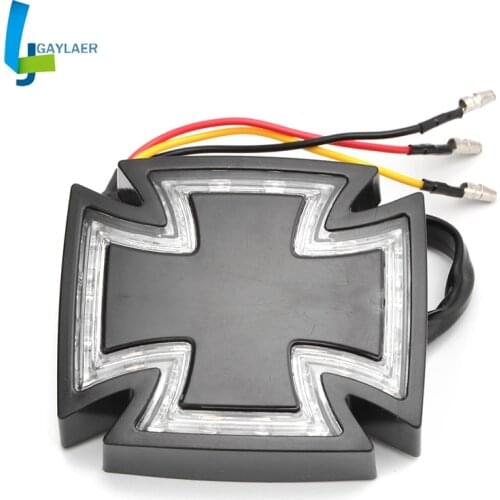 Motorcycle Cafe Racer LED Cross Brake Lamp Running License Plate Light Rear Tail Light for Harley Chopper Bobber