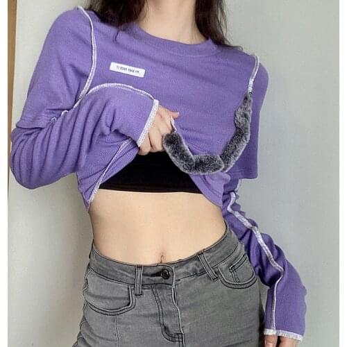 Y2k Top 2021 New Korean Fashion Autumn Casual Rib Knitted Sweater Women Slim Stretch Street Office Lady Patchwork Female Sweater